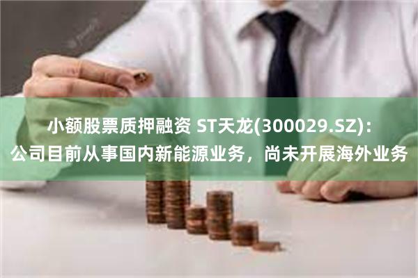 小额股票质押融资 ST天龙(300029.SZ)：公司目前从事国内新能源业务，尚未开展海外业务