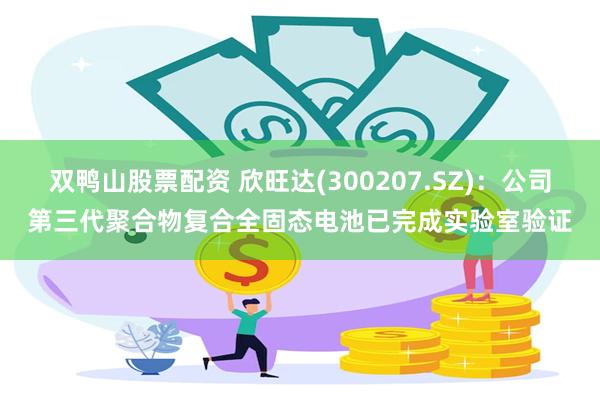 双鸭山股票配资 欣旺达(300207.SZ)：公司第三代聚合物复合全固态电池已完成实验室验证